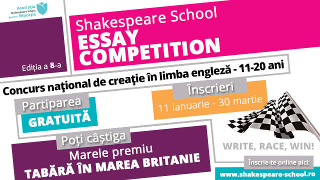 2016 Shakespeare School Essay Competition: mai ai doua saptamani sa accepti provocarea 