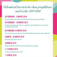 Calendar inscriere in clasa pregatitoare 2019-2020