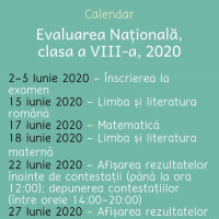 Calendar Evaluarea Nationala 2020