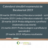 Calendar simulare Bac 2019