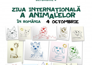 Romania sarbatoreste Ziua Internationala a Animalelor prin realizarea celui mai mare colaj cu desene despre animale 